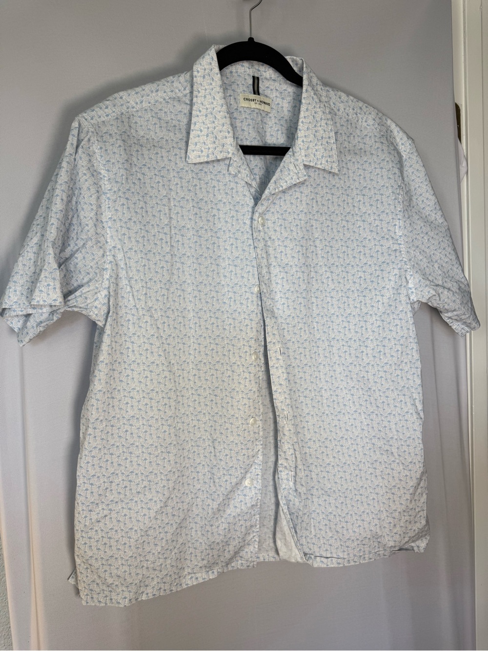 Crosby & Howard Flamingo Print Short Sleeve Button-Up Shirt